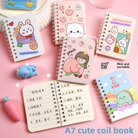 Cuaderno pequeño de dibujos animados de bobina A7 lindo Mini Bloc de notas de bolsillo portátil como regalo para estudiantes de escuela primaria