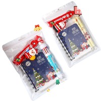 Carnet de Noël portable pour bureau et études, ensemble de carnet à boucle de Noël avec pochette pour stylo et bloc-notes, cadeau pour étudiant