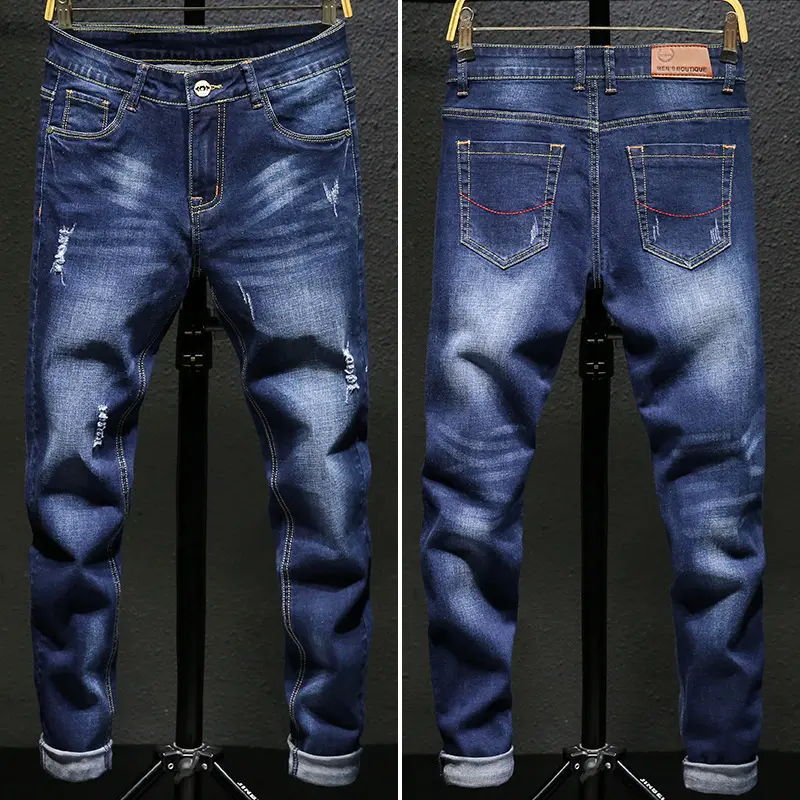 New wholesale fashion men's jeans high-end casual men's trousers stretch slim trousers suitable for matching clothing