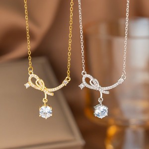 金メッキステンレススチール製レディースジュエリー、繊細なハート、蝶結び、無限大、星のペンダントネックレス、防水、変色なし、卸売 - Product Image 2