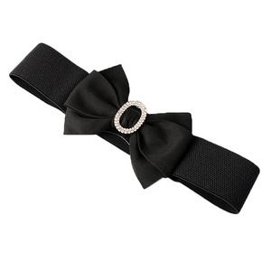 Cintura larga elastica moda donna con fiocco in diamante dolce accessorio estensibile con chiusura a fibbia in lega - Product Image 6