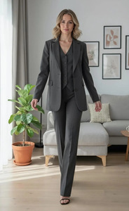 Conjunto de Blazer, Chaleco y Pantalones de Diseñador para Mujer, Traje Elegante a la Medida para Oficina, Reuniones de Negocios, Bodas y Fiestas - Product Image 6