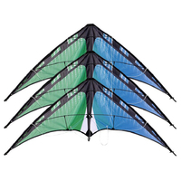 Cerf-volant de voltige personnalisé pour sports de plein air, écologique, unisexe, double ligne, motif bleu-vert, polyester, fibre de verre/carbone massif