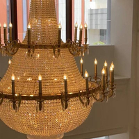 Lustre long en cristal européen, luminaire LED de luxe pour villa, salon, salle à manger, hôtel, hall, décoration et éclairage