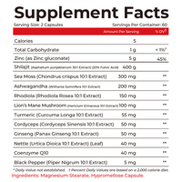 Capsules de Shilajit de marque privée avec mousse de mer Ashwagandha suppléments de Shilajit himalayen pilules d'amélioration masculine à l'acide fulvique