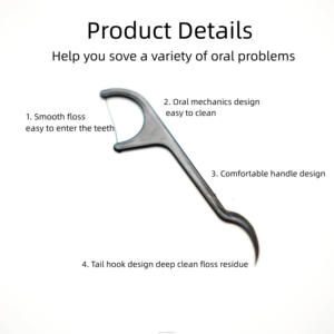 Hilo <span class=keywords><strong>dental</strong></span> portátil personalizado para adultos, palillo de dientes, material de bambú y nailon biodegradable con sabor a menta para el cuidado bucal y la limpieza - Product Image 4