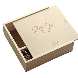 Wholesale Custom Gift Unfinished Display Set Keepsake Storage Handmade Bottle Slide Lid Wooden Wine Box