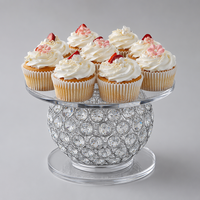Support à gâteau classique en métal filigrané, présentoir à étages en acrylique orné de strass, 3 tailles 15-25 cm, décoration de table de dessert de mariage