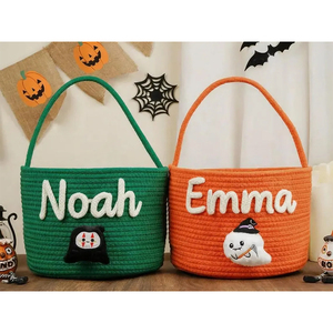 Cesta <span class=keywords><strong>de</strong></span> Almacenamiento Portátil <span class=keywords><strong>de</strong></span> Cuerda <span class=keywords><strong>de</strong></span> Algodón Naranja con Asa, Cesto <span class=keywords><strong>de</strong></span> Regalo Ecológico, Bolsa <span class=keywords><strong>de</strong></span> Cuerda para Dulces Infantiles, Bolsa <span class=keywords><strong>de</strong></span> <span class=keywords><strong>Calabaza</strong></span> para Niños - Product Image 3