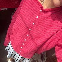 Supplier Grosir Kardigan Rajut Wanita Mohair Lengan Panjang Kancing Depan Bergaris Longgar Model Vintage