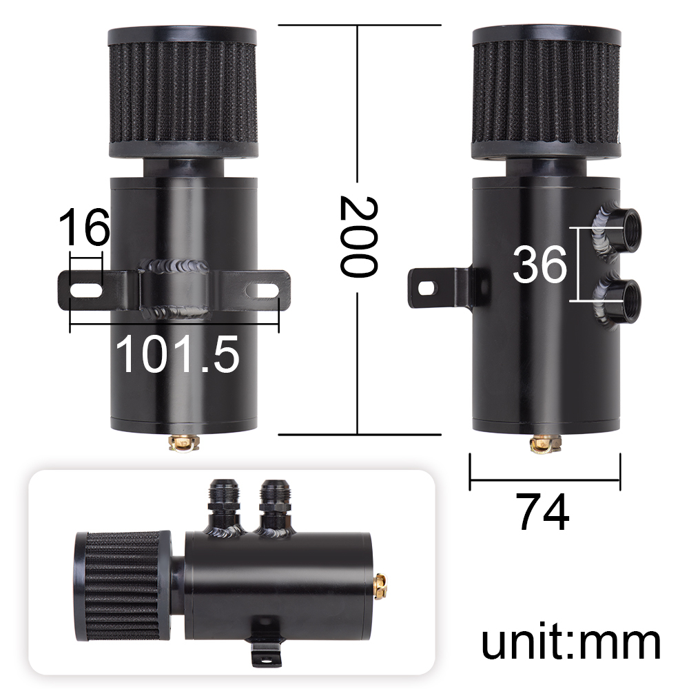 Aluminum AN10 10AN Oil Catch Can Reservoir Tank Breather Aluminum AN10 10AN Oil Catch Can Reservoir Tank Breather