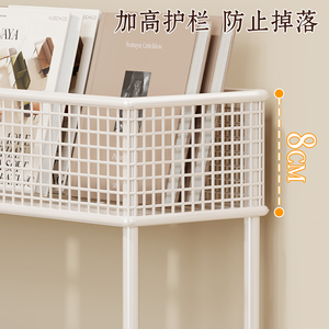 Movable Bookshelf Three Layer White Iron <b>Storage</b> <b>Rack</b> For Behind Door Wall Standing Type Neatening Organizer - Product Image 4