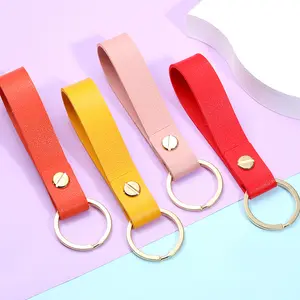 High Quality Genuine Customized Durable Leather Key Fob Chain Ring Keychains for Gift