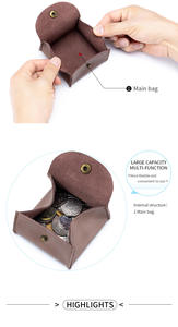 Vente en gros <span class=keywords><strong>de</strong></span> pochette à <span class=keywords><strong>monnaie</strong></span> en <span class=keywords><strong>cuir</strong></span> <span class=keywords><strong>de</strong></span> vachette véritable mousqueton carré compact casque Earpods étui sac câble Mini dames portefeuilles et sacs à main - Product Image 2