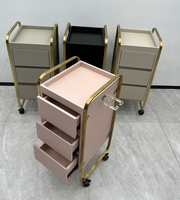 Wallybeauty Meuble de Salon de Coiffure Durable avec 3 Tiroirs Chariot de Salon