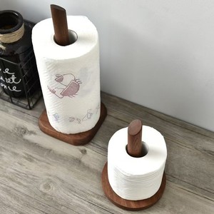 Solid Wood Standing <b>Paper</b> Towel Holder Modern Simple Design Desktop Tissue Roll Stand Multipurpose Home <b>Kitchen</b> Use - Product Image 4