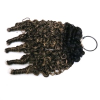 Extensions de tresses au crochet personnalisées en cheveux vierges bruts cambodgiens doublement étirés, couleur racine blonde avec mèches, nœuds miracle, style plume en fil