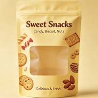 Sachet Doypack Personnalisé Transparent avec Fenêtre, Refermable à Fermeture Éclair, pour Popcorn, Snacks, Noix, Biscuits, Emballage de Présentation au Détail