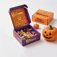 Boîte d'expédition pour Halloween, boîte en carton ondulé avec impression de lettres DOUBLE HALLOWEEN, emballage personnalisé pour petits cadeaux de fêtes