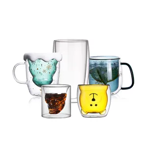 Muti-style Safe Borosilicate Glass Coffee Mug Heat Resistant Espresso Glass Cup Double Layer Glass Coffee Cup