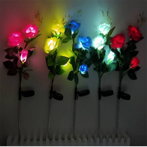 Luci solari Decorative del fiore della rosa del giardino all'aperto impermeabile che cambiano Multi <span class=keywords><strong>colore</strong></span> <span class=keywords><strong>per</strong></span> l'iarda domestica di natale - Product Image 3