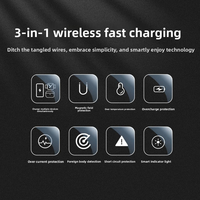 Station de charge sans fil 3 en 1 pour ordinateur de bureau, charge rapide 25 W, chargeur sans fil pliable 3 en 1, support de charge magnétique pour iPhone