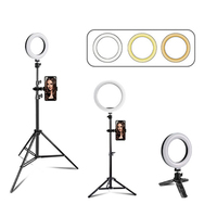 Lampu Cincin Fotografi Lampu Cincin Telepon Swafoto Led 360 Isi Ulang dengan Dudukan Tripod
