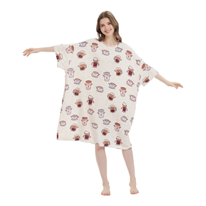 Manufacturer Plus Size Nightgown with Sleeves and Pocket Bamboo Sleep Tee Custom Oversized <strong>Tshirt</strong> Women - Product Image 2