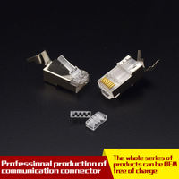 Cat7 8P8C RJ45 Plug Blindé FTP Plaqué Or Barre De Chargement Connecteur Trois Fourches Terminal Réseau Application Blanc PC pour réseau