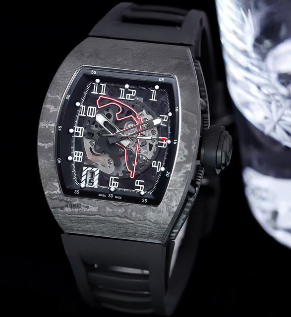 High-end luxury black carbon fiber NTPT luminous skeleton dial high-quality men's waterproof automatic mechanical watch