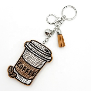Vintage Bling Coffee Cup Keychain European Style Tassel Crystal Rhinestone Bag Charm <b>Key</b> <b>Ring</b> - Product Image 4