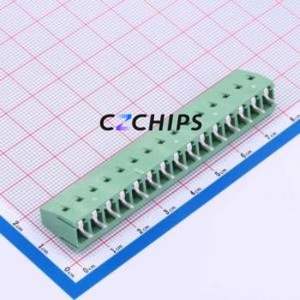 DB128V-5.08-15P-GN-S <b>Screw</b> Terminal <b>Block</b> Through hole Component (THT),P=5.08mm Connector 1x15P 5.08mm Green Through Hole - Product Image 2