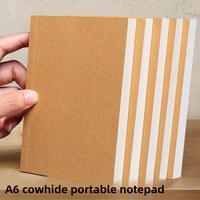 Cuaderno de Regalo Retro de Papel Kraft Simple, A6, con Páginas Rayadas Horizontales, Cuaderno Grueso con Páginas en Blanco para Estudiantes