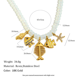 Dreamidea óng ánh Hạt Vòng Cổ với men cá và vỏ Mặt dây chuyền-Đại dương lấy cảm hứng từ đồ trang sức - Product Image 6