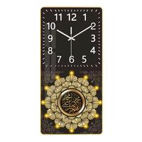 Horloge murale rectangulaire en porcelaine de cristal, calligraphie islamique religieuse, art de la mosquée, horloge silencieuse à quartz pour la maison, le salon