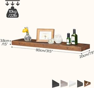 Ensemble d'<span class=keywords><strong>étagère</strong></span>s flottantes de 2 pièces, <span class=keywords><strong>étagère</strong></span> murale de 31,5 pouces avec supports invisibles, brun rustique pour salle de bain, chambre à coucher, cuisine - Product Image 2