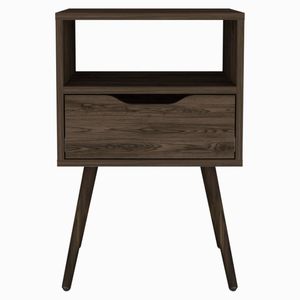 Nightstand 25 H Dark Walnut One Drawer One Open <b>Shelf</b> Four Legs - Product Image 3