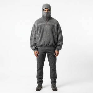 Pull-over brodé personnalisé sweat à capuche délavé au soleil 100% coton fabricant lourd lavage à l'acide sweats à capuche surdimensionnés avec fermeture éclair - Product Image 1