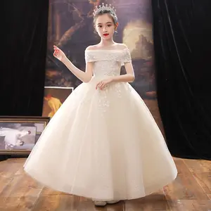 Children's Evening Dress Wear Lace Princess Dress New Western Style One-shoulder Flower Kids Girl Party Princess Dress