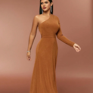 D & M Automne Robes De Bal Femmes Dame Style Élégant Robe Femmes Une Épaule Manches Longues Robe De Soirée pour les Femmes - Product Image 3