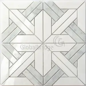 Mix color stone mosaic water jet mosaic patterns wall marble mosaic tile for home decor