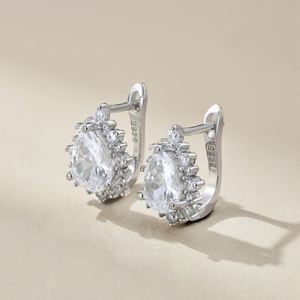 Dylam Sparkling Women Fine Jewelry Dress up Accessories S925 Silver Waterdrop Shape Diamond 5A Cubic Zirconia <b>Hook</b> Earrings - Product Image 4