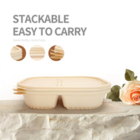 Barquette alimentaire en amidon de maïs personnalisée Rosinpack avec couvercle, 4 compartiments, biodégradable, pour plats à emporter