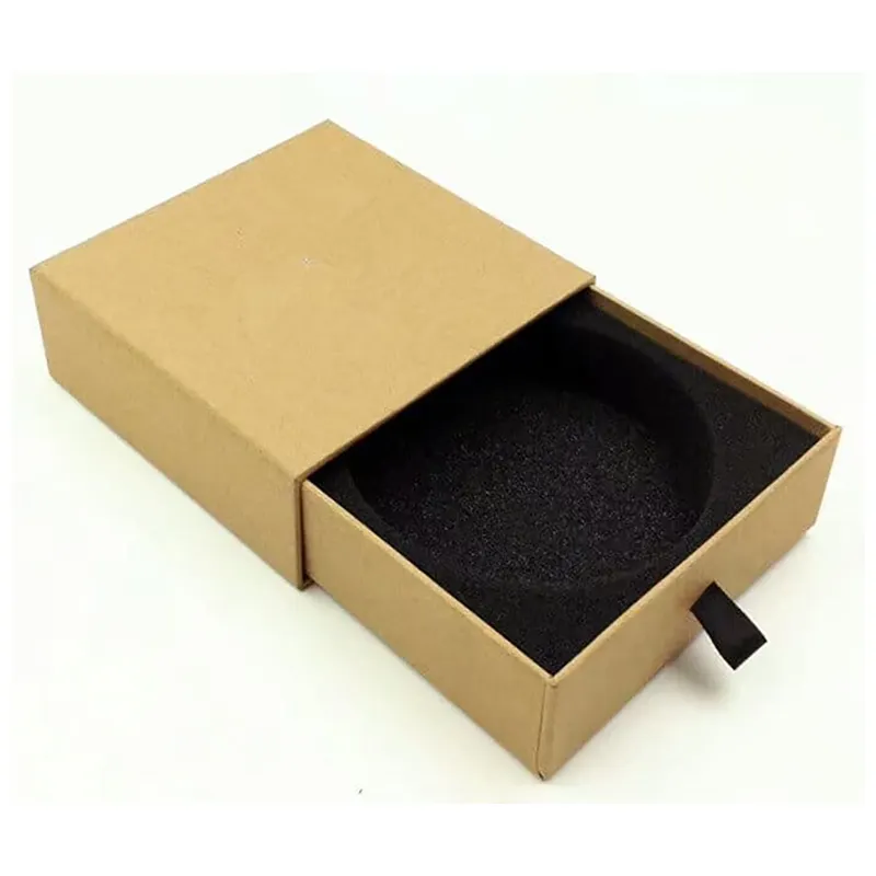 Cajas de papel personalizadas para pelucas, Cajas de Regalo de lujo con espuma dorada, embalaje de cajas de cajón de cinta negra