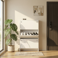 Meuble à chaussures 3 niveaux en acier écologique, grande capacité, avec couvercle rabattable, pour l'entrée de la maison