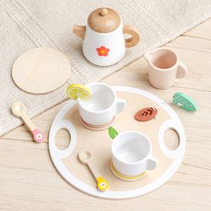 Ensemble en bois pour enfants pour jouer à la cuisine avec des tasses colorées, des sachets de thé, des tranches de citron, jeu de rôle Montessori, jouet de fête - Product Image 5