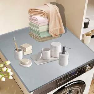 Cartoon Non-Slip Dust-Proof <b>Waterproof</b> <b>Silicone</b> Laundry Room Washing Machine Dryer Top Cover Protector Mat Pad - Product Image 1