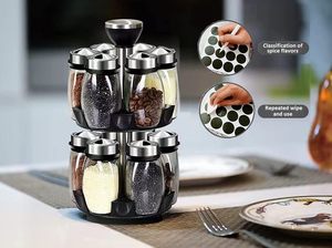 1 Set Multifunctional Rotating <b>Kitchen</b> Spice <b>Rack</b> With 6 Spice Jars Seasoning Jar Set for Home/ Dorm/Restaurant - Product Image 2