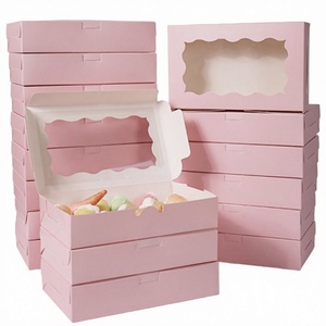กล่องบรรจุภัณฑ์ขนมทำจากวัสดุรีไซเคิล ขนาด 18x11x4 ซม. พร้อมหน้าต่าง สำหรับใส่เค้ก โดนัท ขนมอบ มาการอง แบบนำกลับบ้าน รับผลิตตามสั่งพร้อมโลโก้ ขายส่ง - Product Image 3