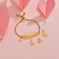 Bracelet en acier inoxydable avec chaîne maille gourmette, breloque barre vierge, réglable, personnalisable avec logo gravé, bijoux sur mesure pour femme